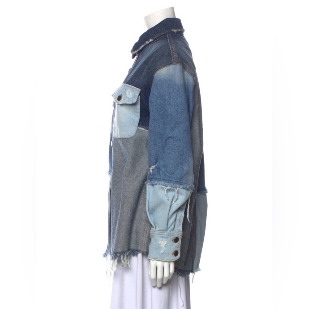 Retrofête Patchwork Distressed Denim Jacket - Blue - image 2